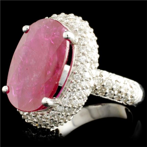 10.32ct Ruby & 2.40ctw Diamond Ring in 14K Gold