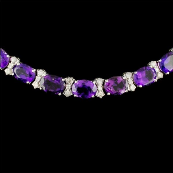14K Necklace 61.00ctw Amethyst and 2.63ctw Diam