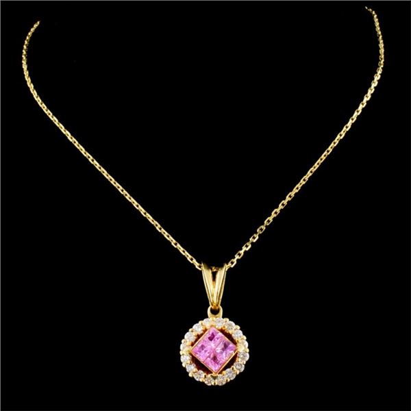 18K Pendant: 0.70ct Sapphire & 0.47ctw Diam