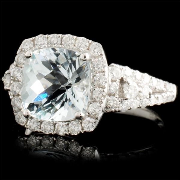 Aquamarine & Diam Ring 14K Gold: 2.05ct & 0.75ctw