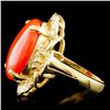 Image 4 : 11.50ct Coral & 0.80ctw Diamond Ring in 14K Gold