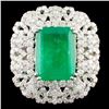 Image 2 : 18K Gold Ring with 2.19ct Emerald & 4.81ctw Diam