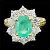 Image 2 : 14K Gold Ring w/ 3.00ct Emerald & 1.50ctw Diam