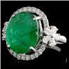 Image 1 : 18K WG Ring with 6.19ct Emerald & 0.82ct Diamonds
