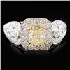 Image 2 : 1.52ctW Fancy Yellow Diamond Ring in 18K WG