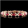 Image 2 : 8.50ctw Ruby & 1.85ct Diamond Bracelet in 14K Gold