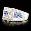 18K Gold Sapphire & Diam Ring 2.11ct & 0.74ctw
