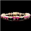 Image 2 : 14K Gold Bracelet 5.96ct Ruby & 1.20ctw Diamonds