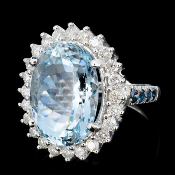 8.00ct Aquamarine & 1.25ctw Diam Ring 14K Gold