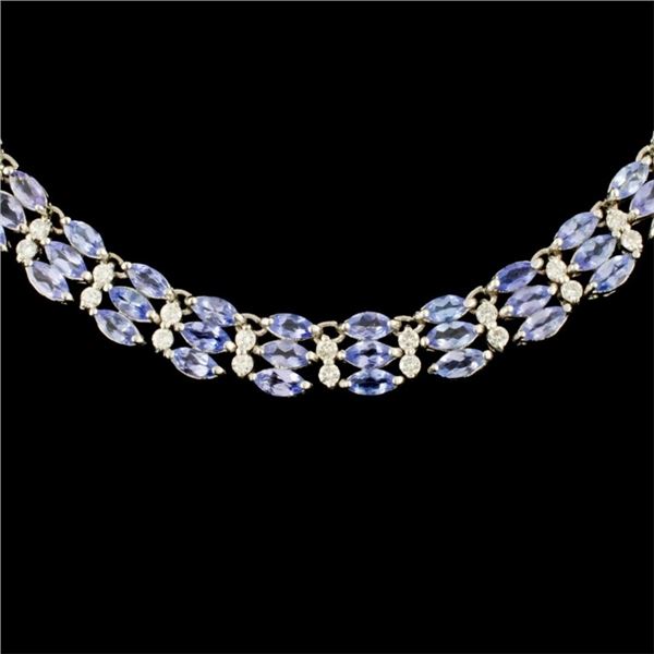 14K Gold Tanzanite 27.20ct & Diam Necklace 3.54ct