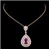 Image 1 : 18K Gold Pendant w/ 2.99ct Sapphire & 1.77ctw Diam