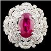 Image 2 : 18K Gold Ring with 4.10ct Ruby & 2.10ctw Diam