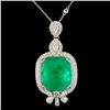 Image 2 : 18K gold pendant with 28.24ct emerald and 3.50ctw