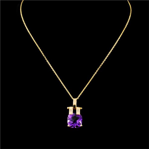 2.43ct Amethyst & 0.03ctw Diam Pendant in 14K Gold