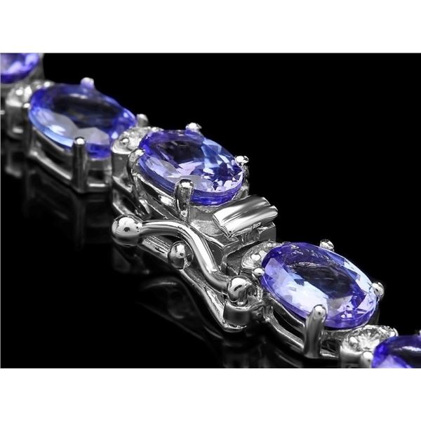 30.00ct Tanzanite & 1.00ct Diam Necklace 14k Gold
