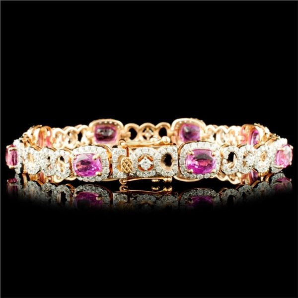 18K Gold Bracelet w/ 10.54ct Sapphire & 2.69ctw Di