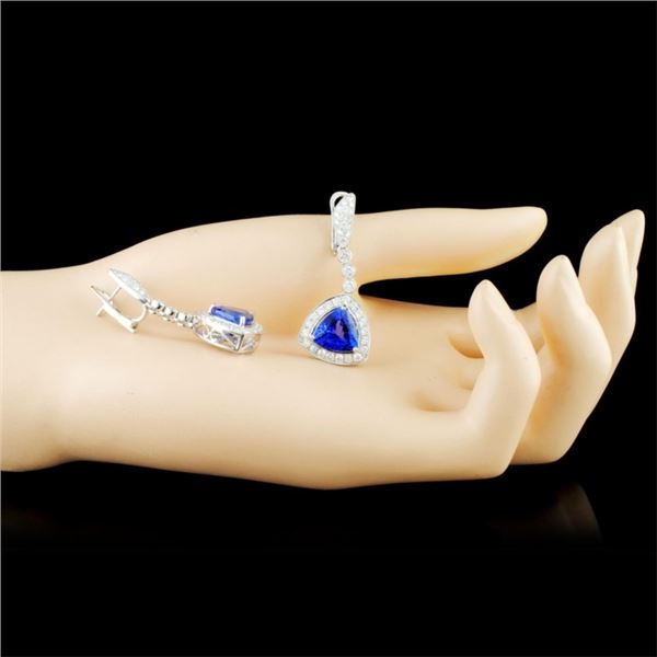 18K Gold Earrings 8.01ct Tanzanite & 2.10ctw Diam