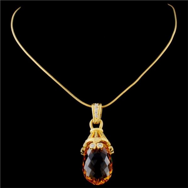 16.79ct Citrine & 0.24ct Diam Pendant in 18K Gold