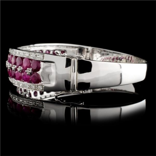 13.67ct Ruby & 0.79ct Diamond Bangle, 14K Gold