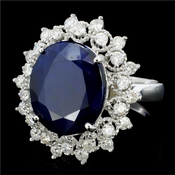7.00ct Sapphire & 1.00ctw Diamond Ring in 14K Gold