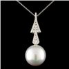 Image 2 : 18K Gold Pendant with 15mm Pearl & 0.39ctw Diam