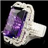 Image 1 : 18K Gold Ring 15.40ct Amethyst and 1.10ctw Diamond