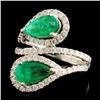 Image 2 : 14K Gold 1.80ct Emerald & 0.76ctw Diamond Ring