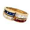Image 3 : 18K Gold 0.95ctw Diamond & 1.17ct Sapphire Ruby Ri