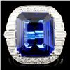 Image 1 : 18k Gold 11.23ct Tanzanite & 1.36ctw Diamond Ring