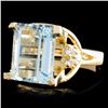 Image 2 : Aquamarine & Diamond Ring in 14K Gold, 6.31ctw