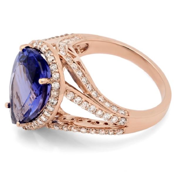 7ct Tanzanite & 1.15ct Diam Ring in 14K Rose Gold