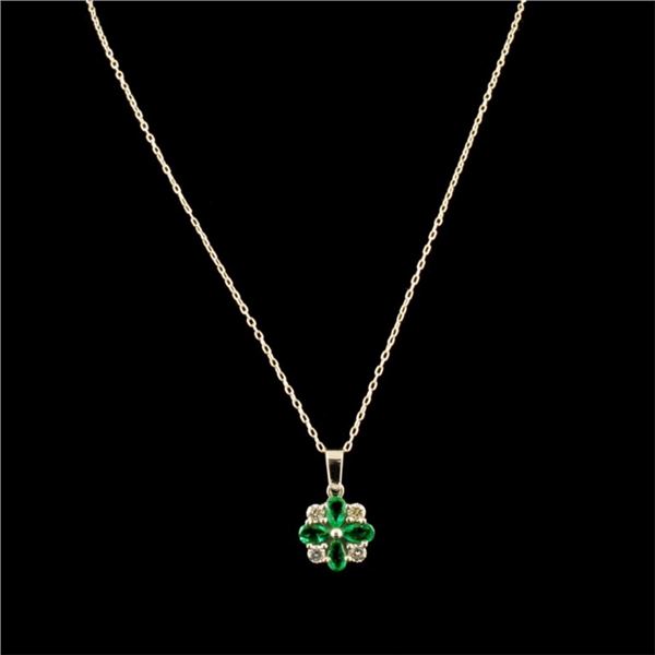 1.50ct Emerald & 0.20ct Diam Pendant in 14K Gold