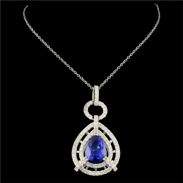 18K Gold Pendant w/ 3.88ct Tanz & 1.85ctw Diam