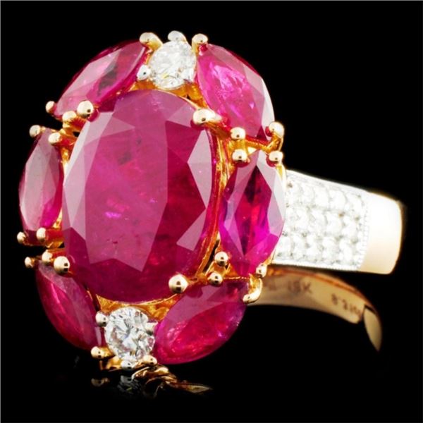 8.64ct Ruby & 0.48ctw Diamond Ring in 14K Gold