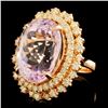 Image 1 : Kunzite & Diamond Ring in 14K Gold