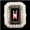 Image 2 : 10.78ct Tourmaline &  1.47ctw Diam Ring 18K Gold