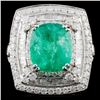 Image 1 : 3.24ct Emerald & 1.58ctw Diam Ring in 18K WG