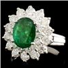 Image 1 : 1.45ctw Diamond & 1.60ct Emerald 14K Gold Ring