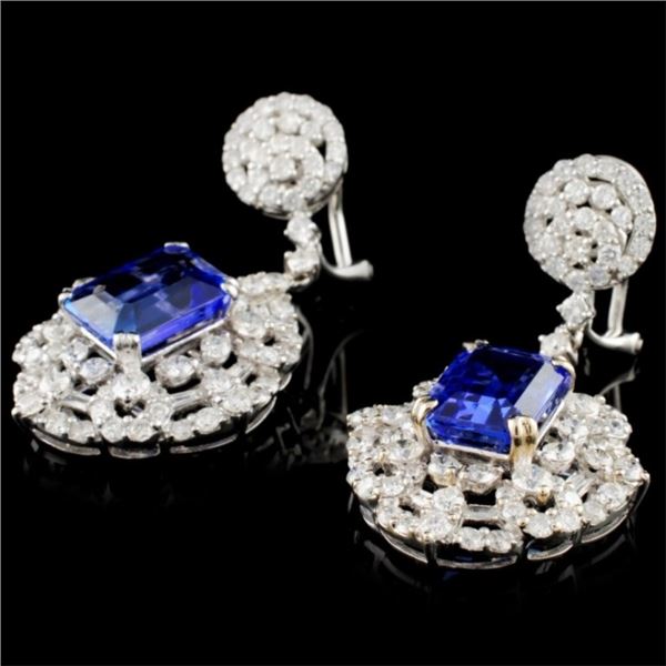 18K Tanzanite 6.22ct & 3.65ctw Diamond Earrings