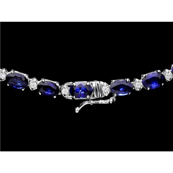 30ct Sapphire & 1ct Diam Necklace in 14k Gold