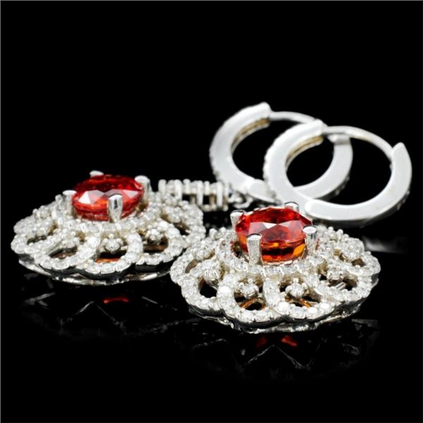 14K Gold Earrings 2.00ct Sapphire & 1.50ctw Diam