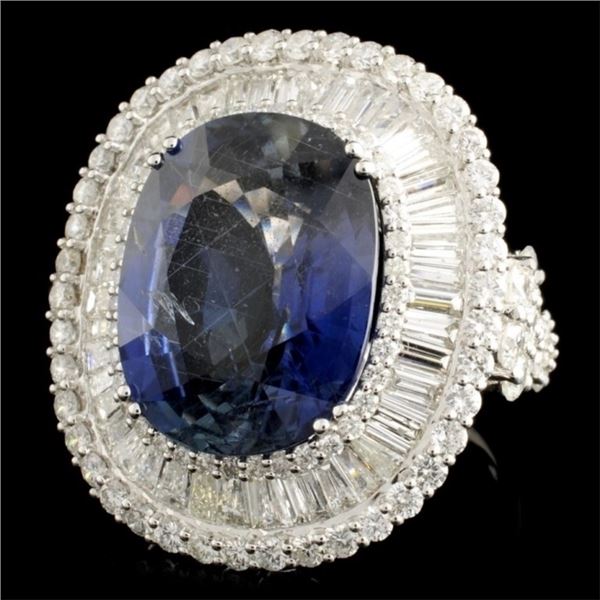 21.41ct Sapphire & 5.93ctw Diam Ring in 18K Gold