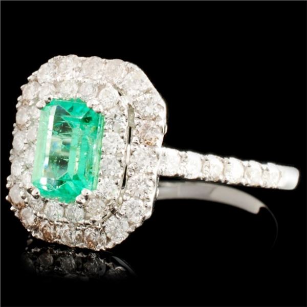 0.70ct Emerald & 0.86ctw Diamond Ring, 18K Gold