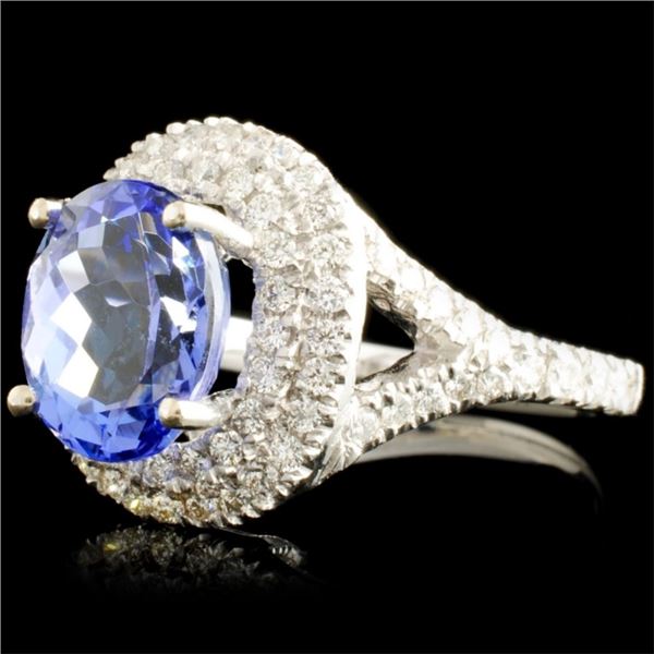 14K Gold Ring: 3.58ct Tanzanite, 0.80ctw Diam