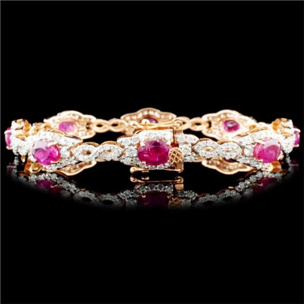 6.69ct Ruby & 4.26ctw Diam Bracelet 18K Rose Gold