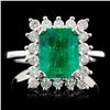 Image 2 : 2.28ct Emerald & 0.57ct Diamond Ring in 18K Gold