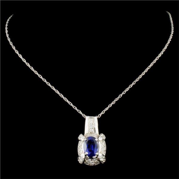 2.31ct Sapphire & 0.63ctw Diam Pendant in 14K Gold