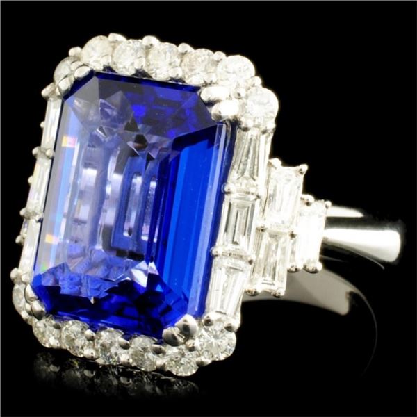 8.03ct Tanzanite & 1.29ctw Diam Ring in 18K Gold