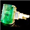 Image 1 : 18K Gold Ring: Emerald 7.82ct, Diamonds 1.07ctw