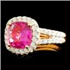 Image 1 : 18K Gold Sapphire 3.49ct and Diamond Ring 1.10ctw